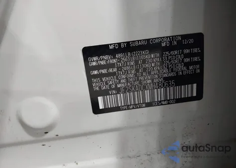 2021 Subaru Forester z USA, uszkodzony, nr VIN JF2SKADCXMH480635